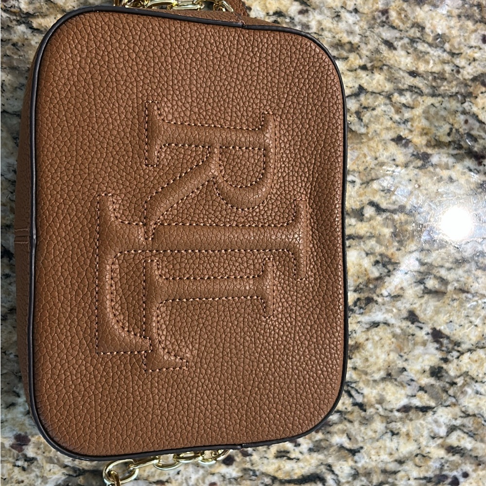 Ralph Lauren Brown Leather Belt Bag with Monogram